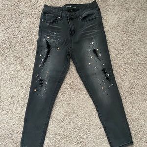 Seven jeweled, distressed skinny jeans